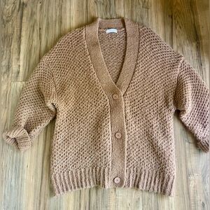 Oak + Fort Cozy Chunky Knit Cardigan - Taupe Brown
